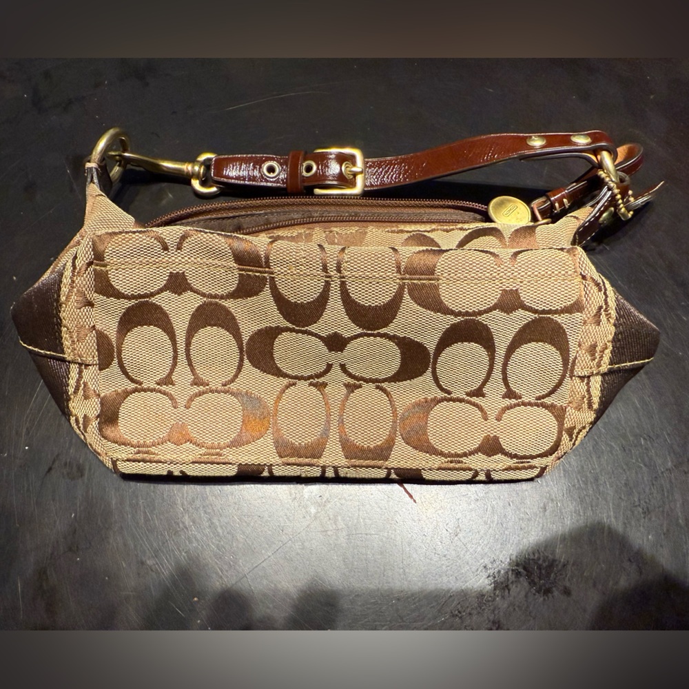 Coach Tan and Brown Monogram Pouch